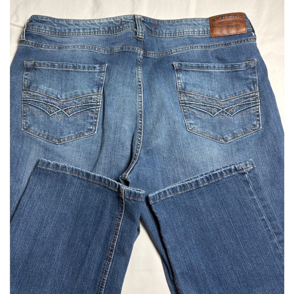 Seven7 Straight Fit Jeans Mens 38x32 Blue Excellent Stretch Denim Pants - Picture 7 of 14